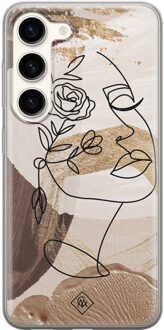 Casimoda Samsung Galaxy S23 siliconen hoesje - Abstract gezicht bruin Bruin/beige