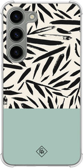Casimoda Samsung Galaxy S23 siliconen shockproof hoesje - Abstract mint palms