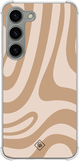 Casimoda Samsung Galaxy S23 siliconen shockproof hoesje - Abstract swirl beige Bruin/beige