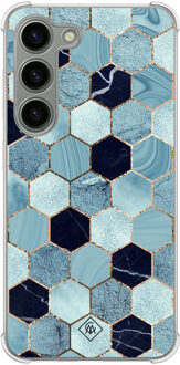 Casimoda Samsung Galaxy S23 siliconen shockproof hoesje - Blue cubes Blauw