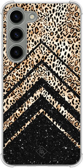 Casimoda Samsung Galaxy S23 siliconen shockproof hoesje - Chevron luipaard Bruin/beige