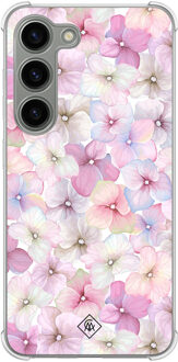 Casimoda Samsung Galaxy S23 siliconen shockproof hoesje - Floral hortensia Paars