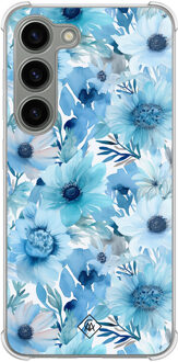 Casimoda Samsung Galaxy S23 siliconen shockproof hoesje - Flower touch Blauw