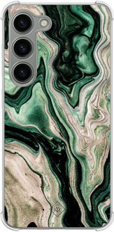 Casimoda Samsung Galaxy S23 siliconen shockproof hoesje - Green waves Groen