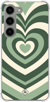 Casimoda Samsung Galaxy S23 siliconen shockproof hoesje - Groen hart swirl