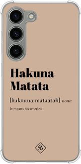 Casimoda Samsung Galaxy S23 siliconen shockproof hoesje - Hakuna matata Bruin/beige