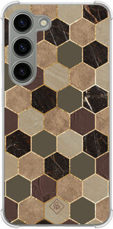 Casimoda Samsung Galaxy S23 siliconen shockproof hoesje - Kubus groen bruin Bruin/beige