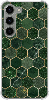 Casimoda Samsung Galaxy S23 siliconen shockproof hoesje - Kubus groen