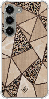 Casimoda Samsung Galaxy S23 siliconen shockproof hoesje - Leopard abstract Bruin/beige