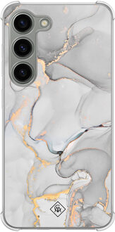 Casimoda Samsung Galaxy S23 siliconen shockproof hoesje - Marmer grijs Grijs/zilverkleurig
