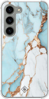 Casimoda Samsung Galaxy S23 siliconen shockproof hoesje - Marmer lichtblauw