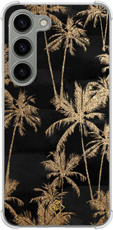 Casimoda Samsung Galaxy S23 siliconen shockproof hoesje - Palmbomen Goudkleurig