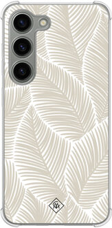 Casimoda Samsung Galaxy S23 siliconen shockproof hoesje - Palmy leaves beige Bruin/beige