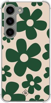 Casimoda Samsung Galaxy S23 siliconen shockproof hoesje - Retro flowers groen