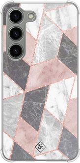 Casimoda Samsung Galaxy S23 siliconen shockproof hoesje - Stone grid Roze