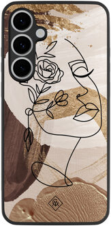 Casimoda Samsung Galaxy S24 FE hoesje - Abstract gezicht bruin Bruin/beige