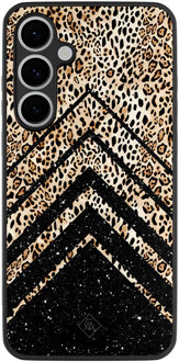 Casimoda Samsung Galaxy S24 FE hoesje - Chevron luipaard Zwart, Bruin/beige