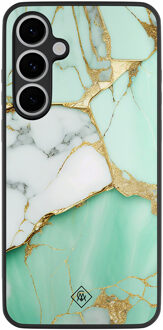 Casimoda Samsung Galaxy S24 FE hoesje - Marmer mint goud