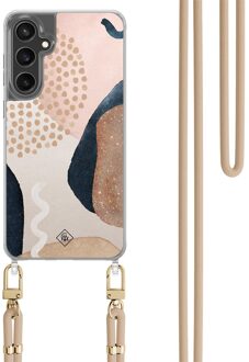 Casimoda Samsung Galaxy S24 FE hoesje met beige koord - Abstract dots Bruin/beige