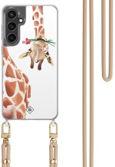 Casimoda Samsung Galaxy S24 FE hoesje met beige koord - Giraffe Bruin/beige