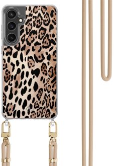 Casimoda Samsung Galaxy S24 FE hoesje met beige koord - Golden wildcat Bruin/beige