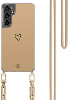 Casimoda Samsung Galaxy S24 FE hoesje met beige koord - Hart bruin Bruin/beige
