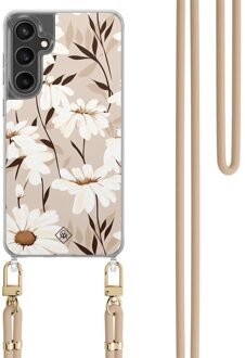 Casimoda Samsung Galaxy S24 FE hoesje met beige koord - In bloom Bruin/beige