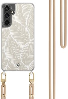 Casimoda Samsung Galaxy S24 FE hoesje met beige koord - Palm leaves beige Bruin/beige
