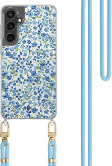 Casimoda Samsung Galaxy S24 FE hoesje met blauw koord - Vintage blue garden