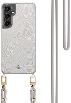 Casimoda Samsung Galaxy S24 FE hoesje met grijs koord - Abstract waves Grijs/zilverkleurig