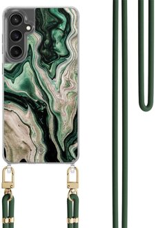 Casimoda Samsung Galaxy S24 FE hoesje met groen koord - Green waves