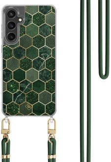 Casimoda Samsung Galaxy S24 FE hoesje met groen koord - Kubus groen
