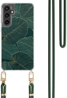 Casimoda Samsung Galaxy S24 FE hoesje met groen koord - Monstera leaves