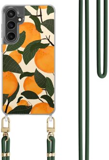 Casimoda Samsung Galaxy S24 FE hoesje met groen koord - Orange garden Multi