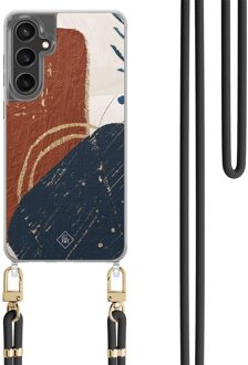 Casimoda Samsung Galaxy S24 FE hoesje met zwart koord - Abstract terracotta Multi
