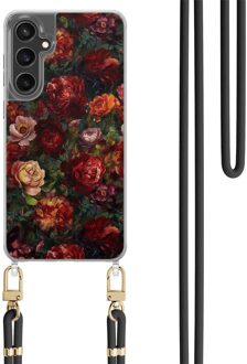 Casimoda Samsung Galaxy S24 FE hoesje met zwart koord - Floral garden Rood