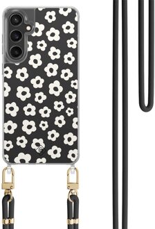 Casimoda Samsung Galaxy S24 FE hoesje met zwart koord - Retro bloempjes