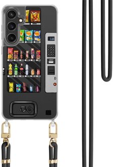 Casimoda Samsung Galaxy S24 FE hoesje met zwart koord - Snoepautomaat Zwart, Multi