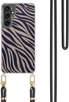 Casimoda Samsung Galaxy S24 FE hoesje met zwart koord - Wavy twist Blauw
