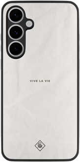Casimoda Samsung Galaxy S24 FE hoesje - Vive la vie Grijs/zilverkleurig