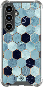 Casimoda Samsung Galaxy S24 FE shockproof hoesje - Blue cubes Blauw