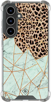 Casimoda Samsung Galaxy S24 FE shockproof hoesje - Luipaard marmer mint Multi