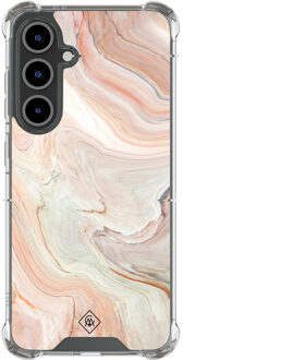 Casimoda Samsung Galaxy S24 FE shockproof hoesje - Marmer waves Bruin/beige