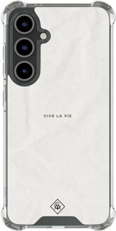 Casimoda Samsung Galaxy S24 FE shockproof hoesje - Vive la vie Bruin/beige
