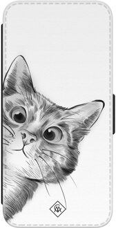 Casimoda Samsung Galaxy S24 flipcase - Kat kiekeboe Grijs/zilverkleurig