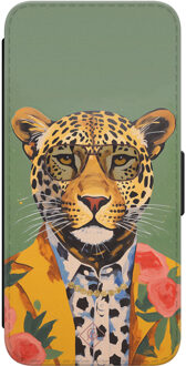 Casimoda Samsung Galaxy S24 flipcase - Luipaard hipster Groen