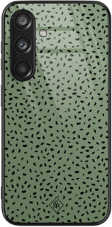 Casimoda Samsung Galaxy S24 glazen hardcase - Green confetti Groen