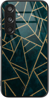 Casimoda Samsung Galaxy S24 glazen hardcase - Green shapes Blauw