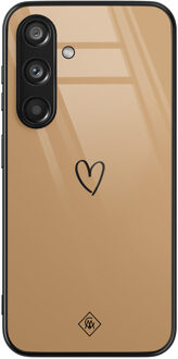 Casimoda Samsung Galaxy S24 glazen hardcase - Hart bruin Bruin/beige