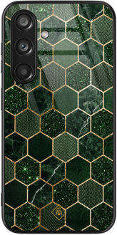 Casimoda Samsung Galaxy S24 glazen hardcase - Kubus groen